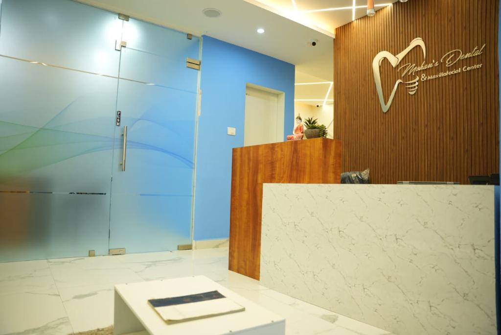 Entrance and reception desk at Mohan's Dental & Maxillofacial Center