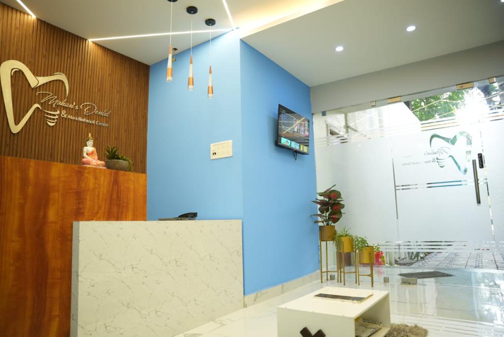 Reception and waiting area at Mohan's Dental & Maxillofacial Center, East Tambaram